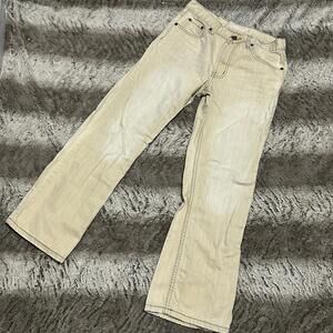 Flypaper 2000s Y2K Streetwear Tan Cream Embellished Pockets Denim Bootcut Jeans